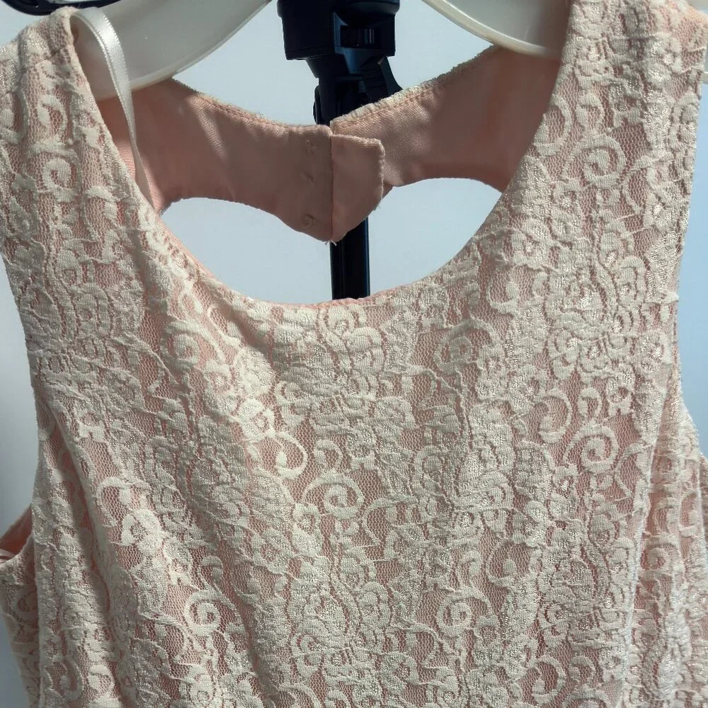 Ball Gown Flower Girl Dress with Heart Cutout , Whisper Pink , Size 14 - Picture 5 of 5